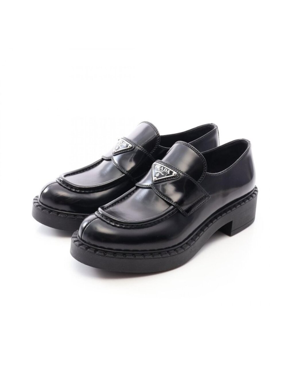Prada Loafers Triangle Plate Leather